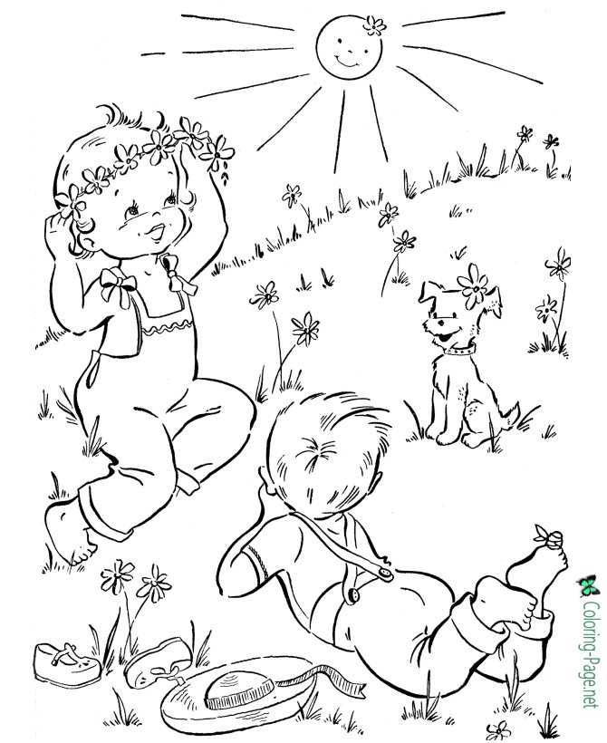 Spring coloring pages