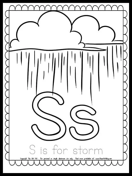 Letter s is for storm free spring coloring page â the art kit