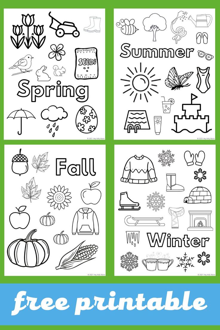 Free four seasons coloring pages to learn about weather