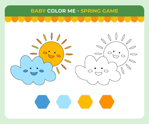 Premium vector coloring book for children sun cloudy weather spring children game