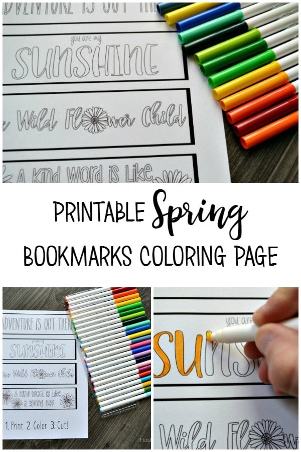 Printable spring bookmarks coloring page