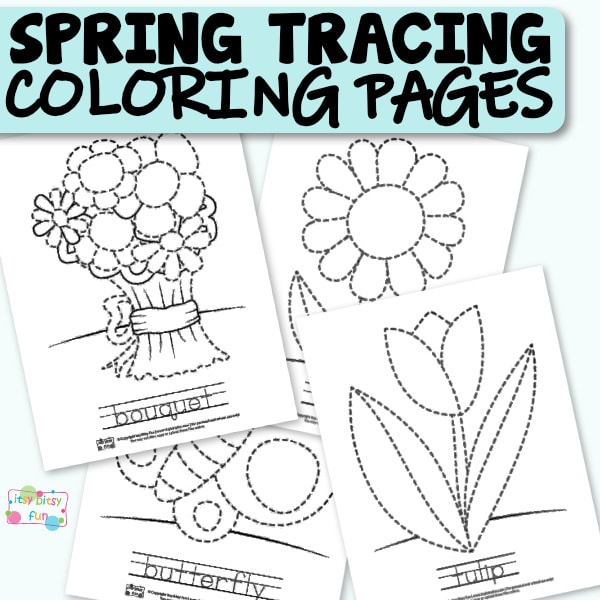 Spring tracing coloring pages