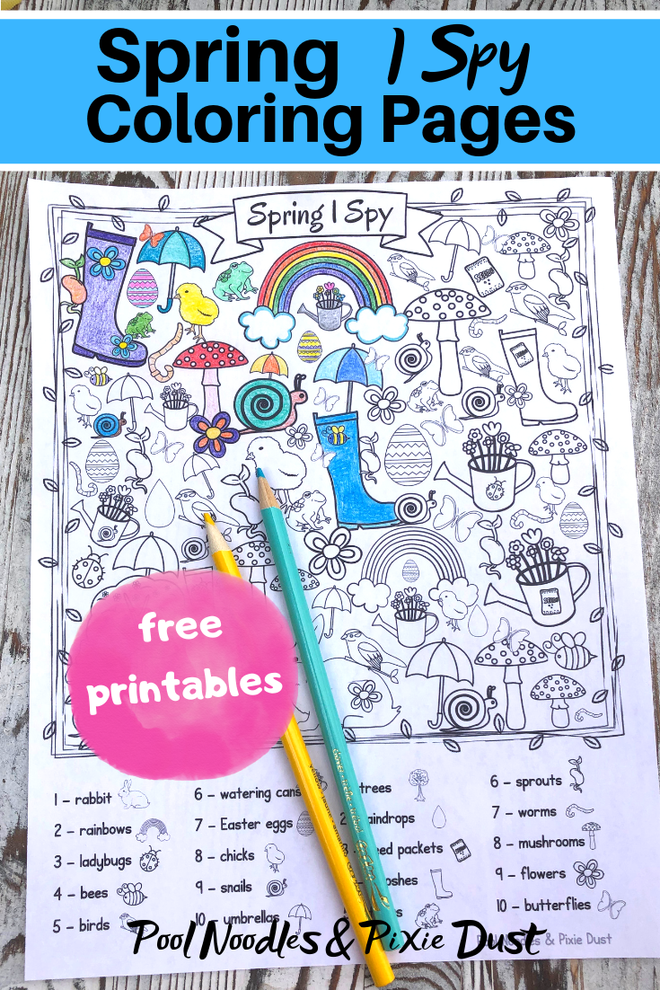 Spring i spy coloring pages