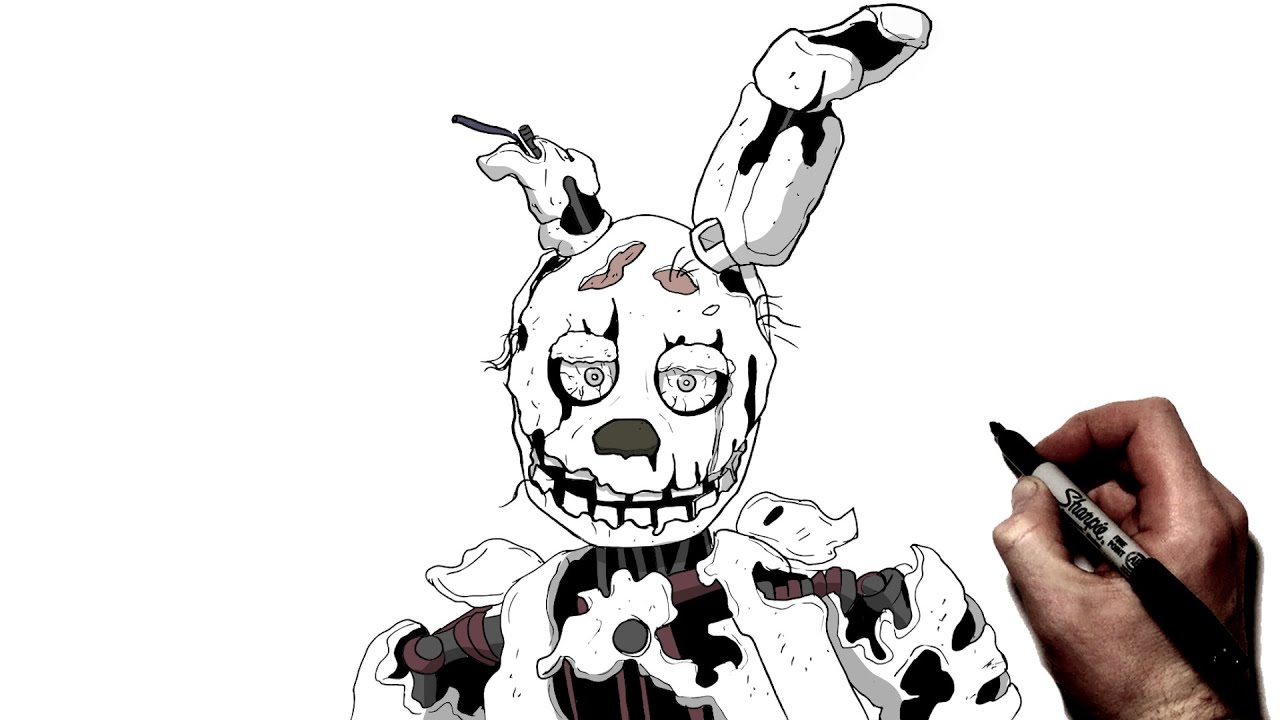 How to draw springtrap step by step fnaf