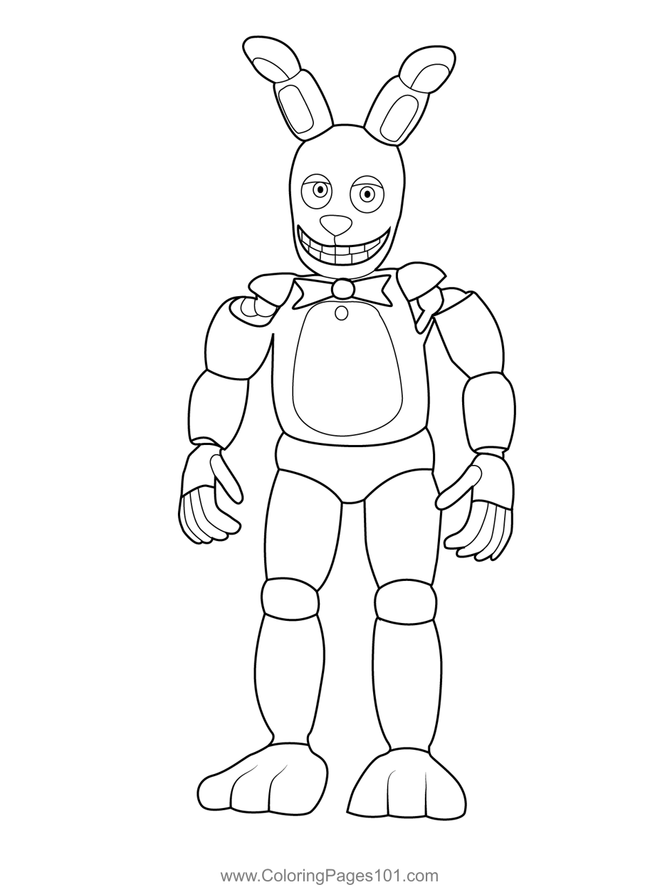 Spring bonnie fnaf coloring page for kids