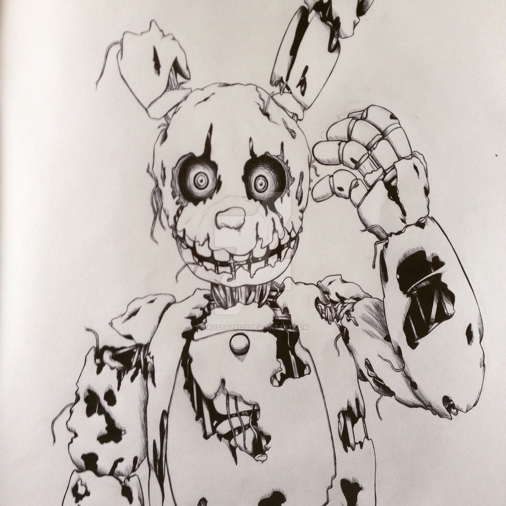 Spring trap no color by crystalx on deviantart fnaf coloring pages trap art scary drawings