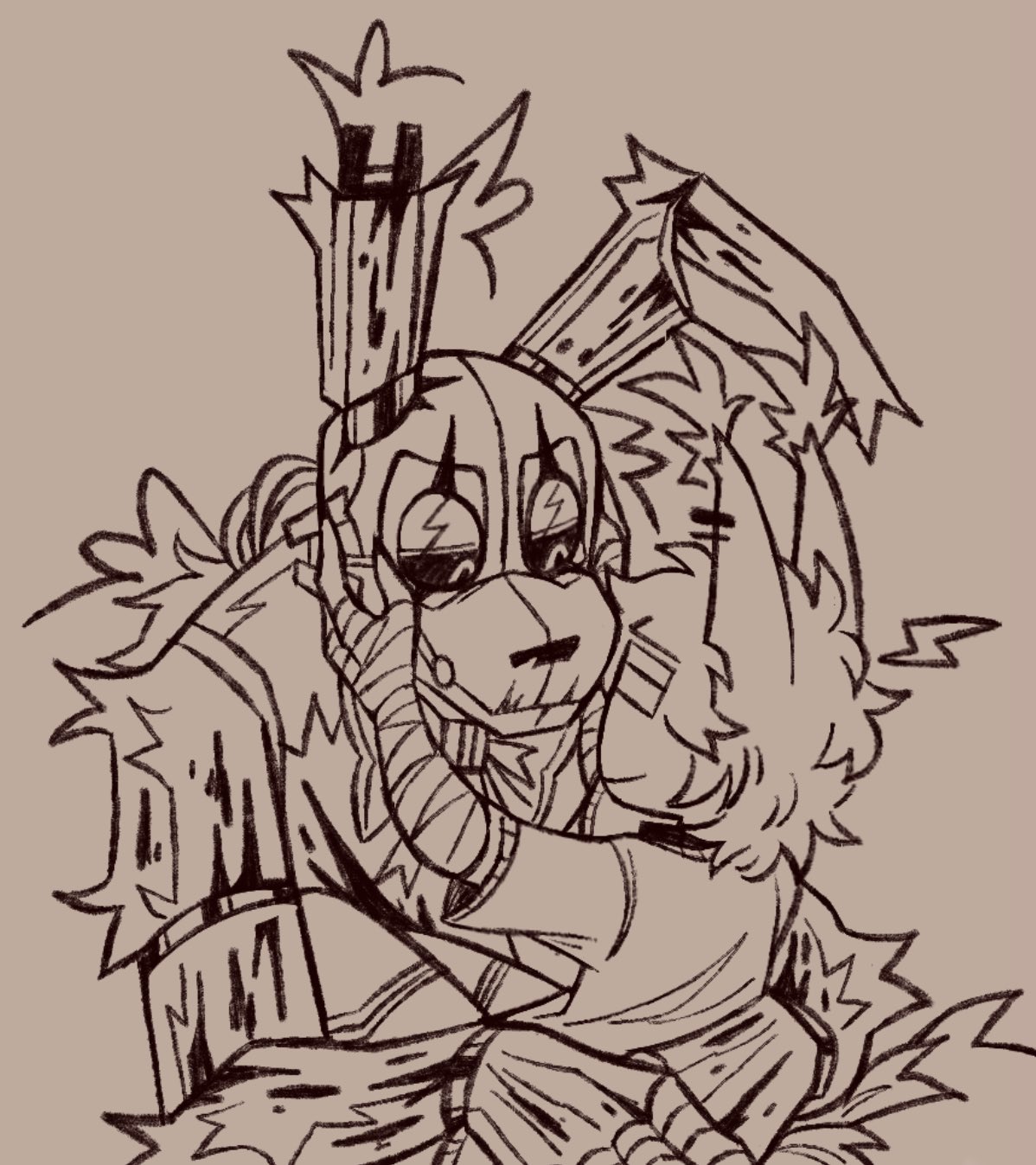 Katiexxãre ð on x i wont be posting for awhile so heres a wip sketch fnaf springtrap httpstconxrvttbgl x