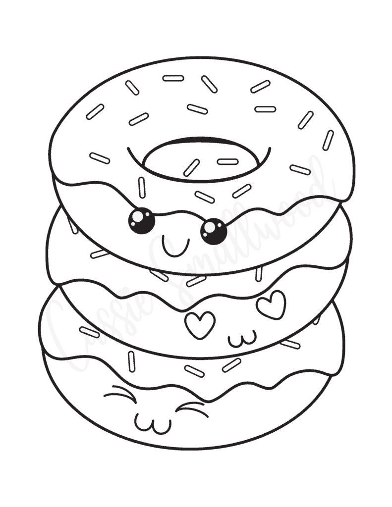 Adorable donut coloring pages