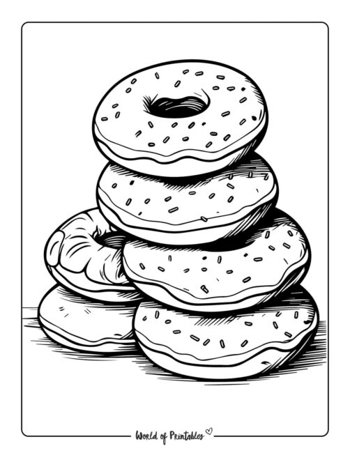 Donut coloring pages for kids adults