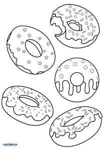 Free printable donut coloring pages for kids