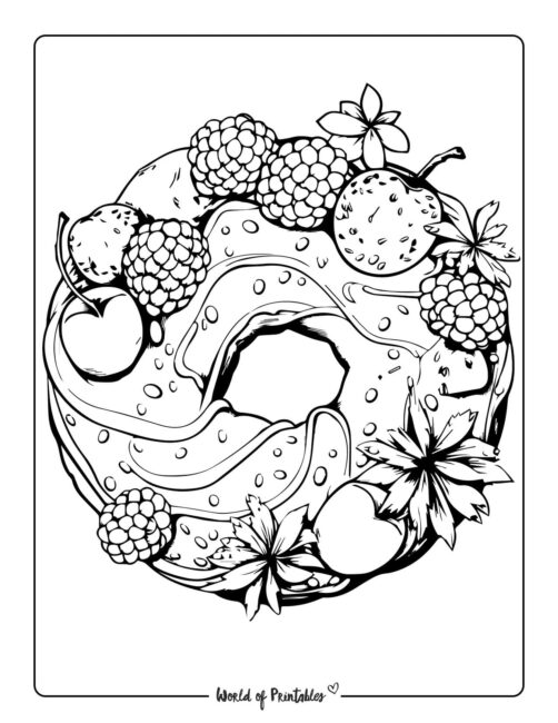 Donut coloring pages for kids adults