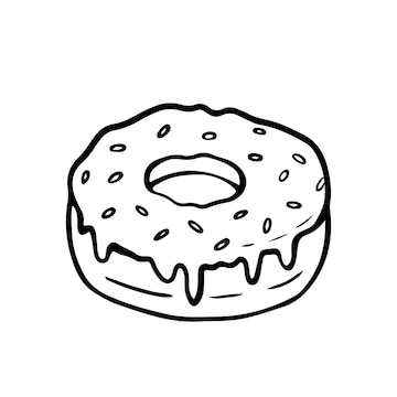 Premium vector donut with icing and sprinkles isolated on a white hand drawn illustration in doodle style