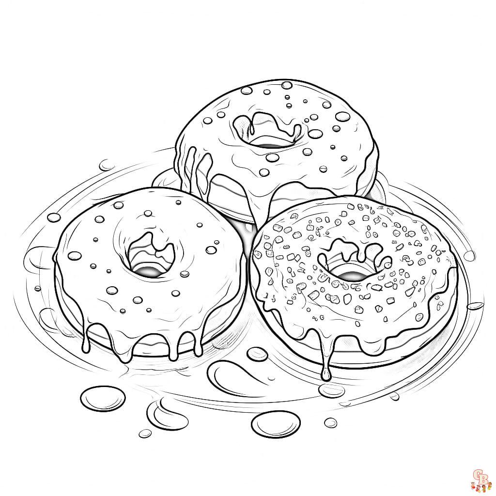 Printable doughnuts coloring pages free for kids and adults