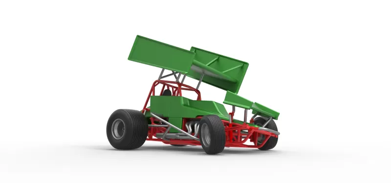 Vintage winged sprint car while turning scale d printing model