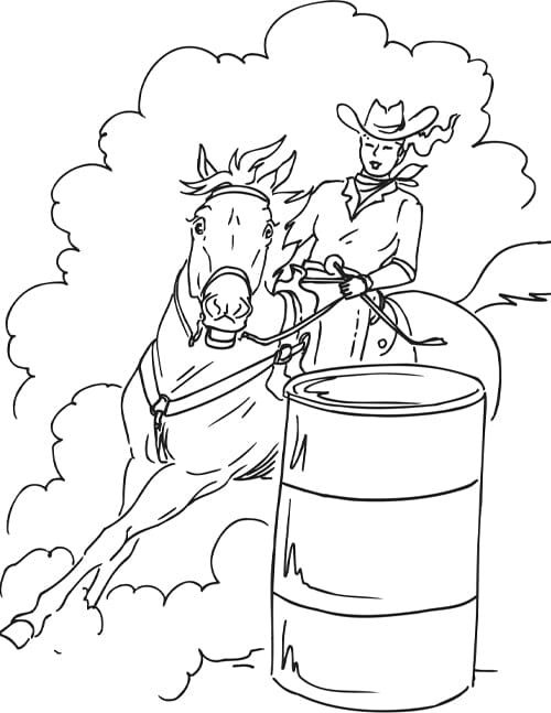 Barrel racing coloring page