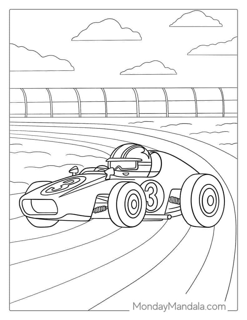 Race car coloring pages free pdf printables