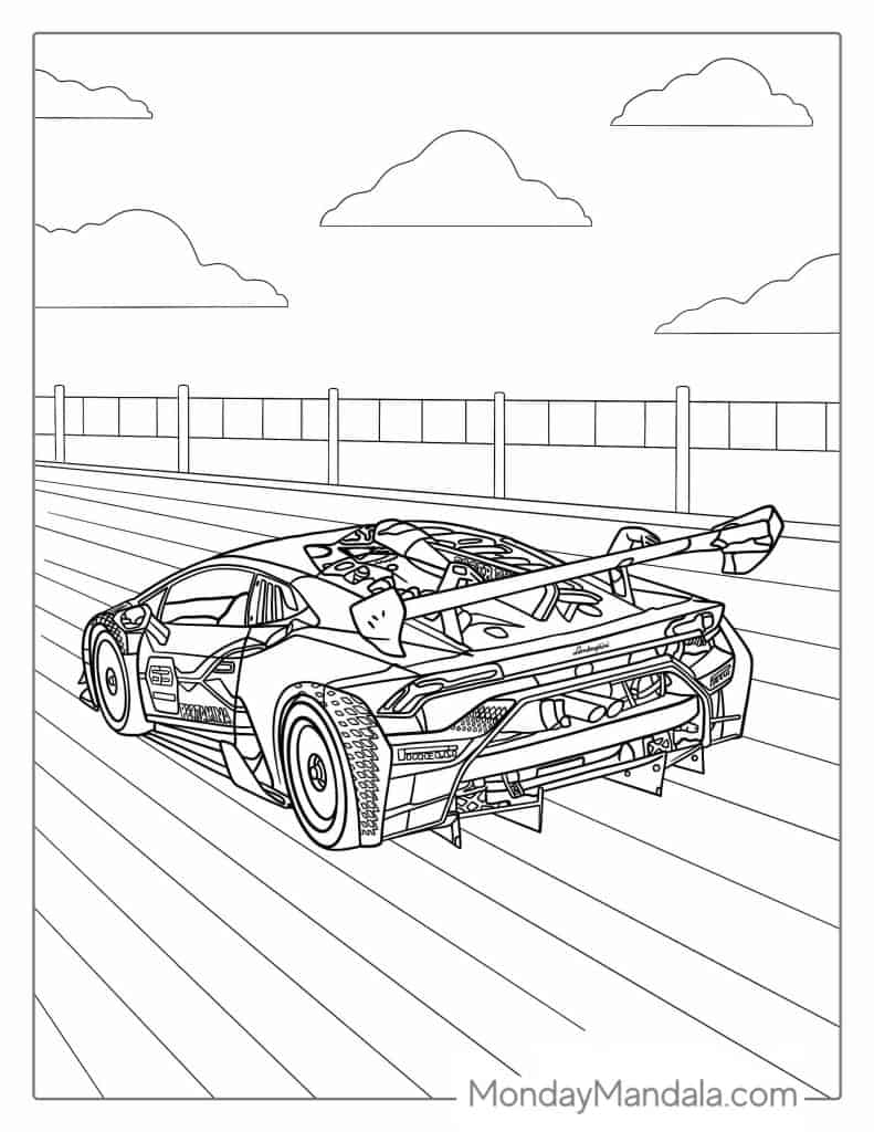 Race car coloring pages free pdf printables