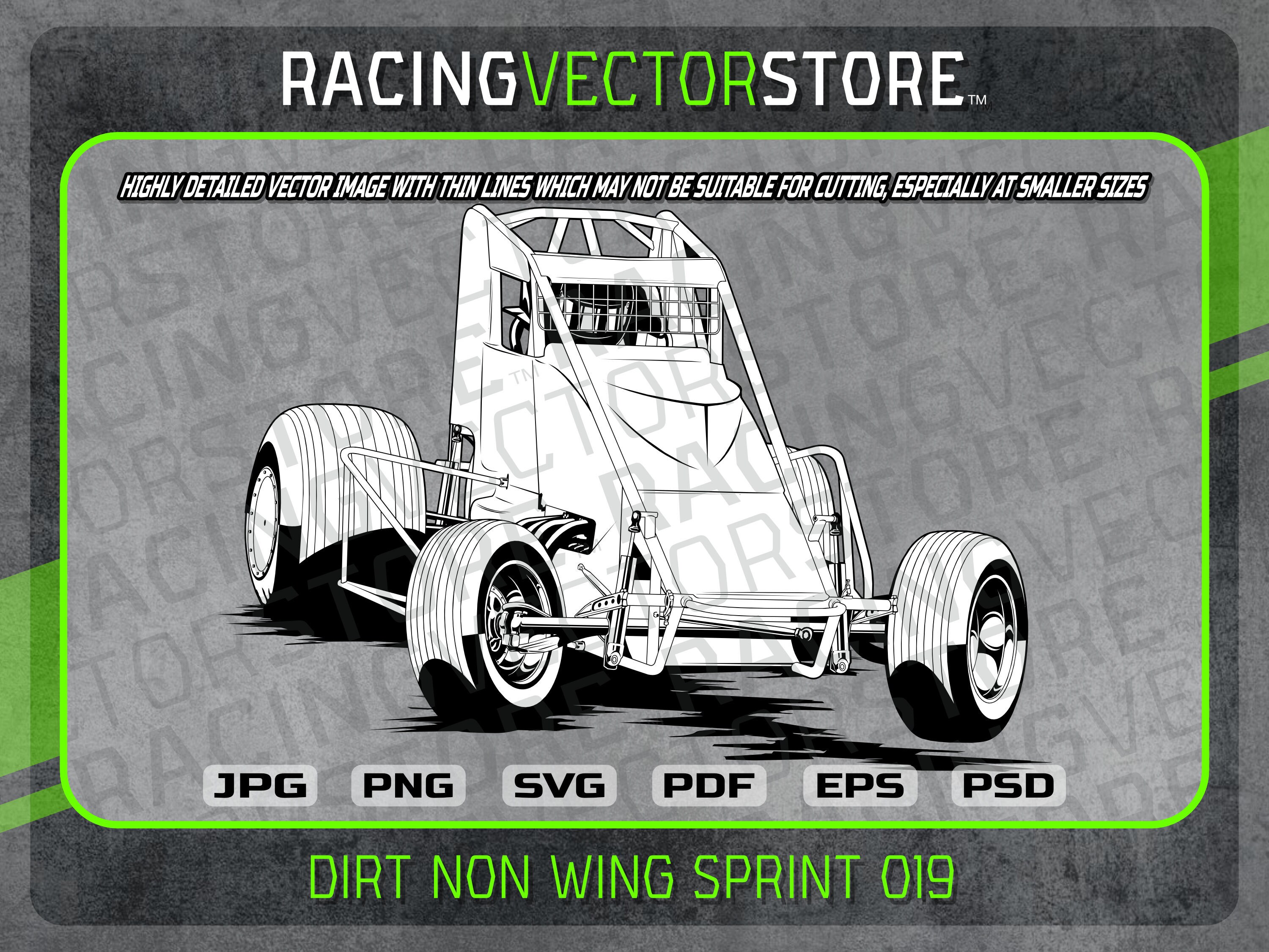 Dirt non wing sprint car highly detailed vector image in svg eps pdf png jpg psd