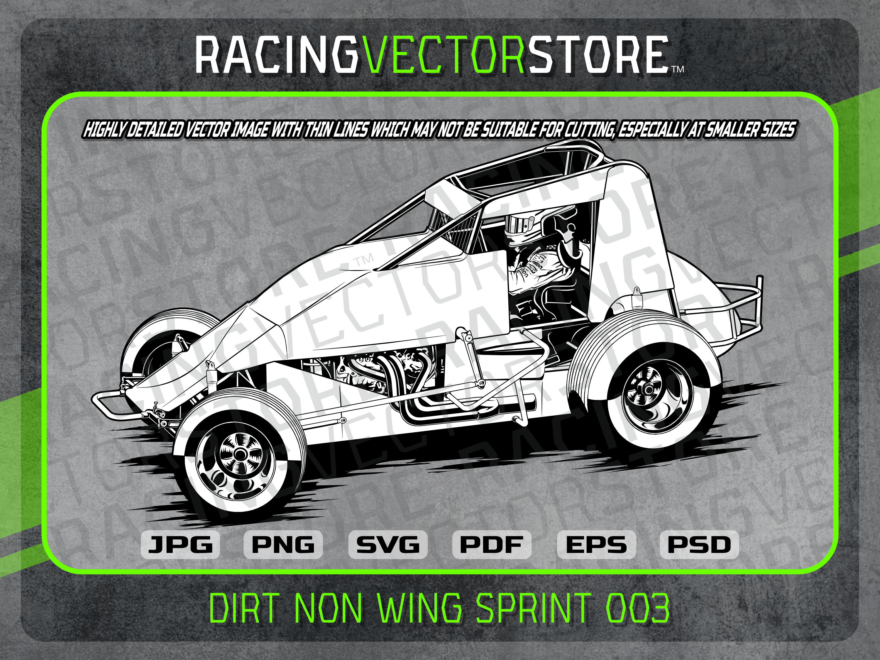 Dirt non wing sprint car highly detailed image in svg ai eps pdf png jpg psd