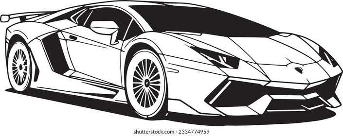 Outline drawing fast lamborgini car sport stock vector royalty free