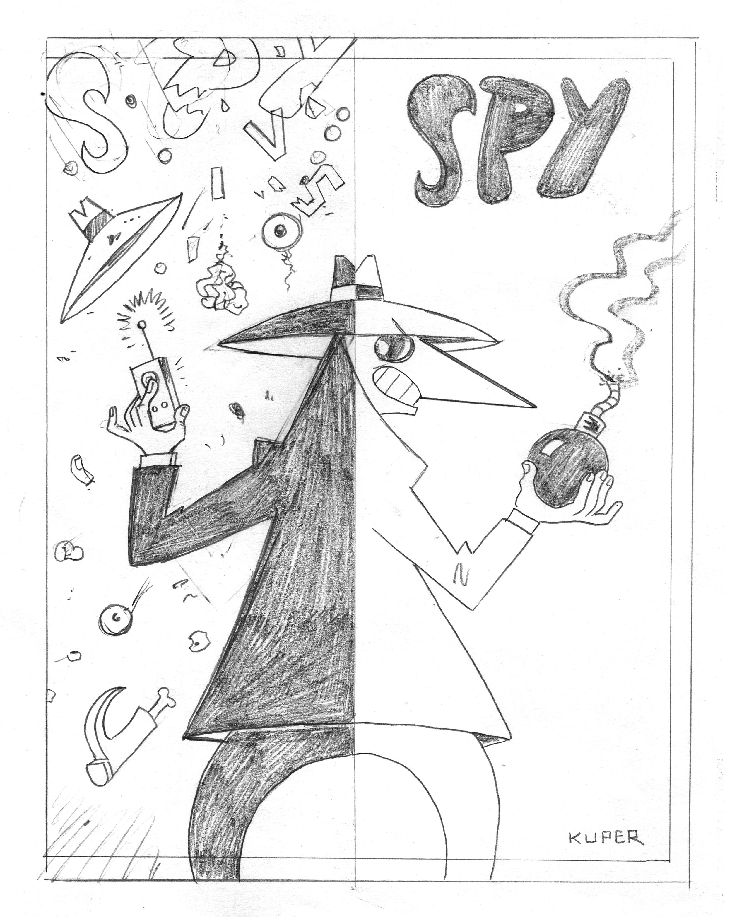 Spy collection cover sketch â peter kuper peter kuper art