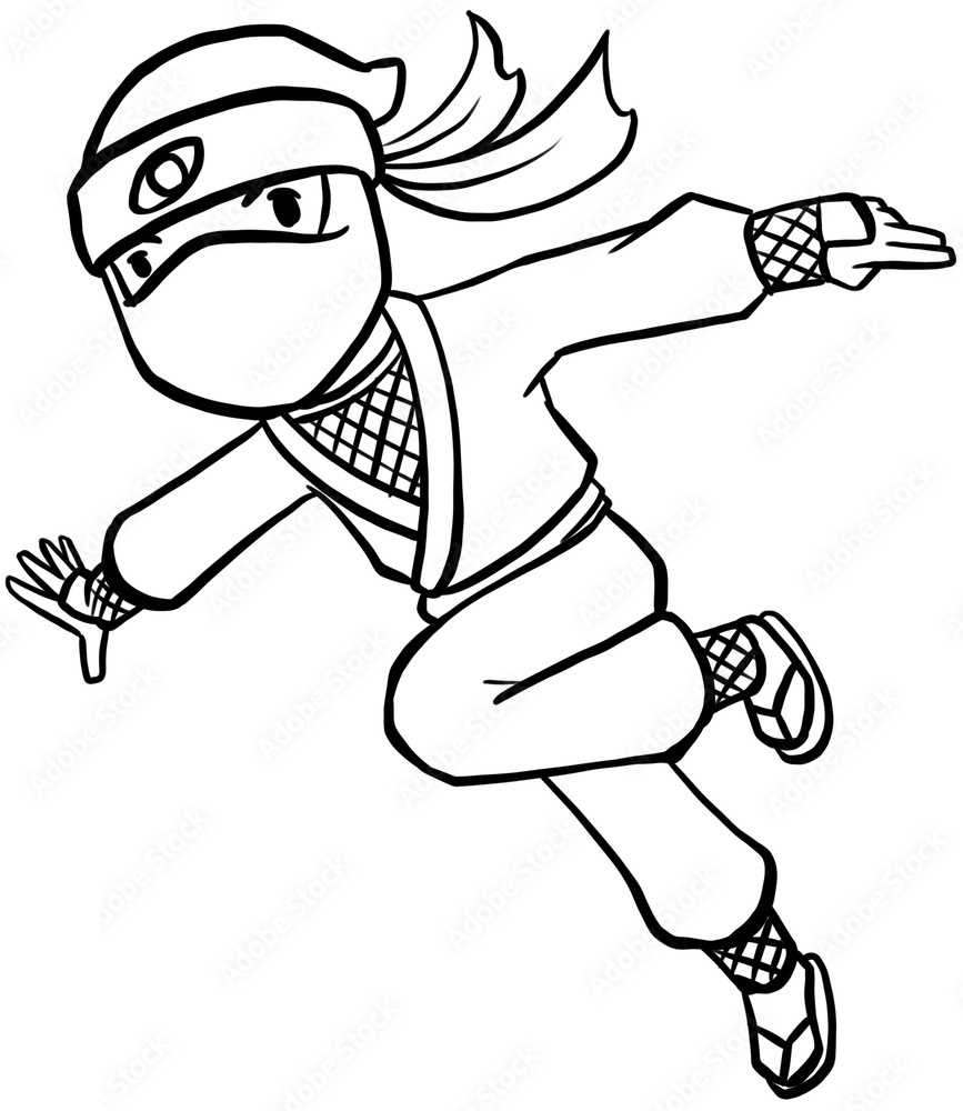 Spy ninja with sword coloring page printable