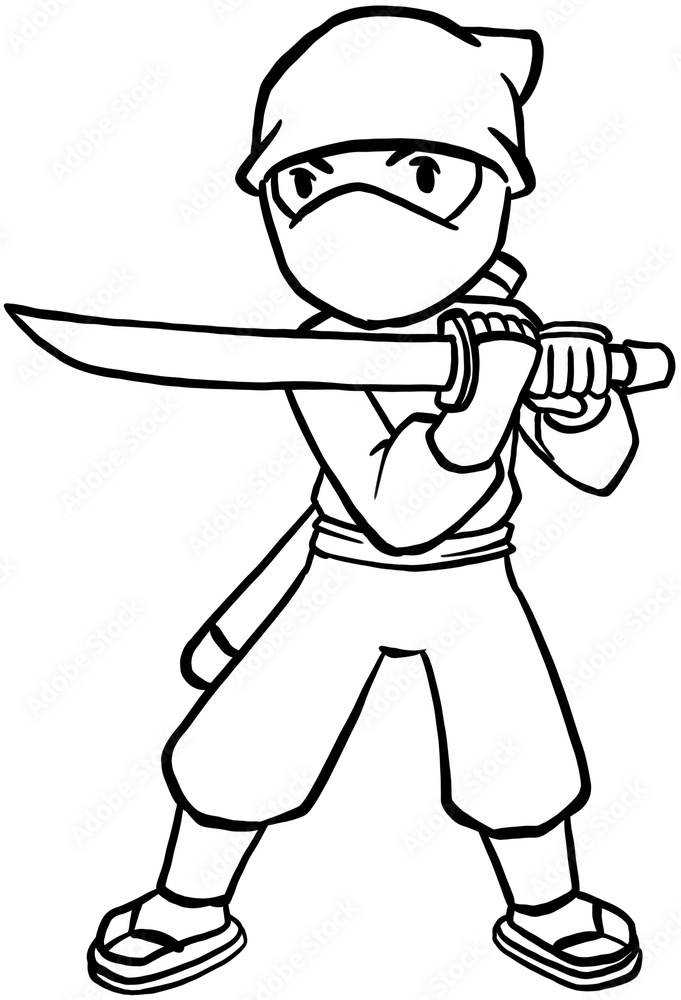 Spy ninja with sword coloring page printable