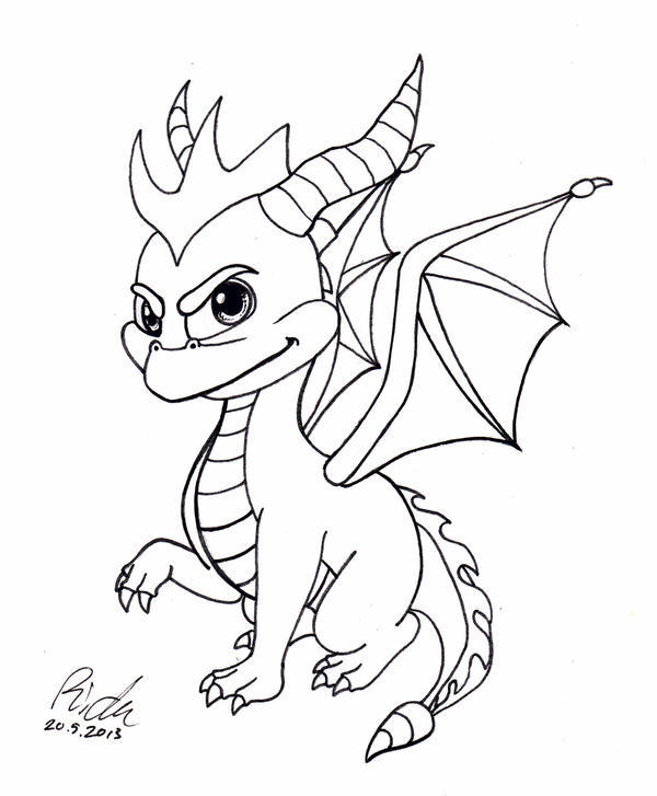 Spyro the dragon bw by ricku on