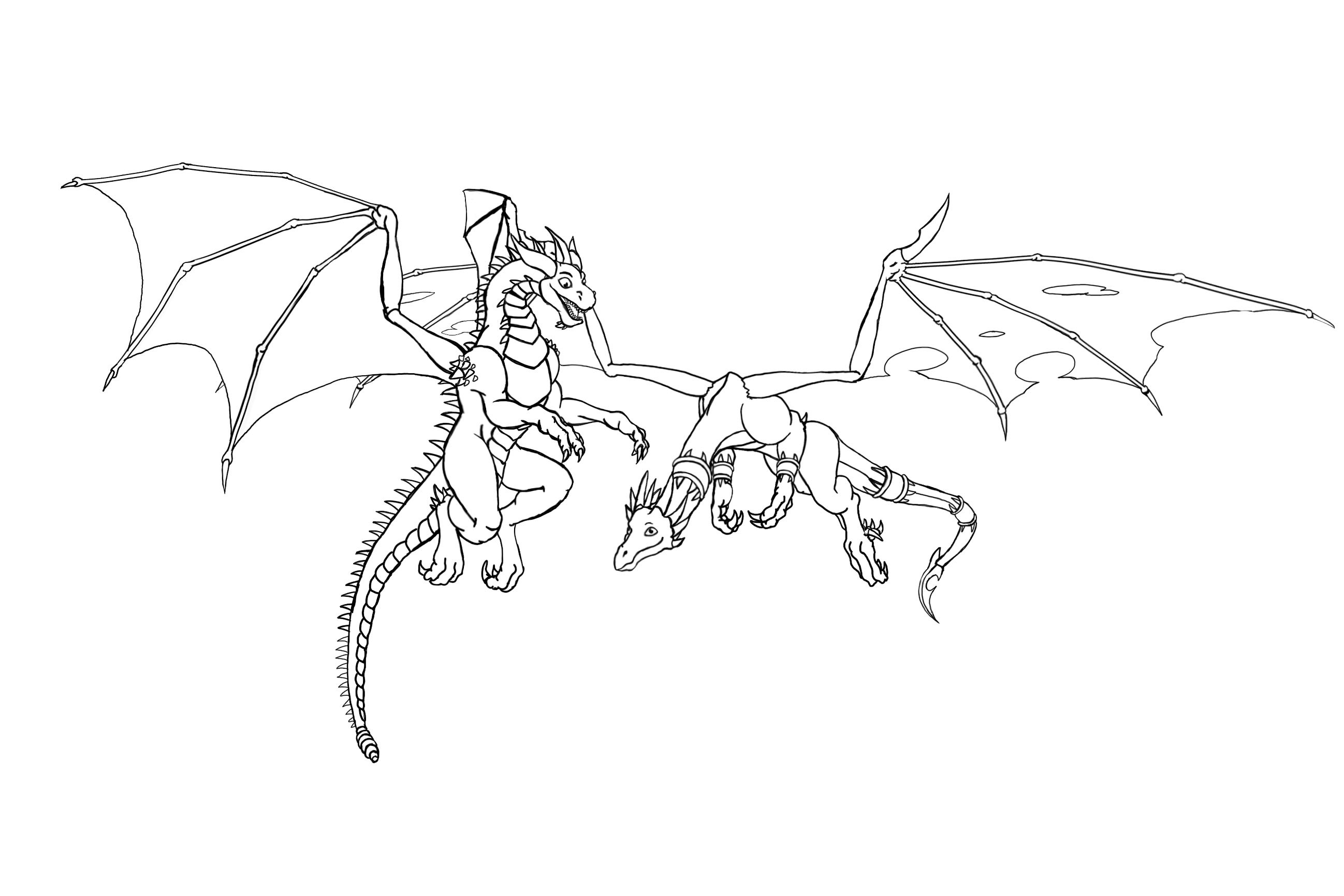 Spyro and cynder lineart by targonreddragon on