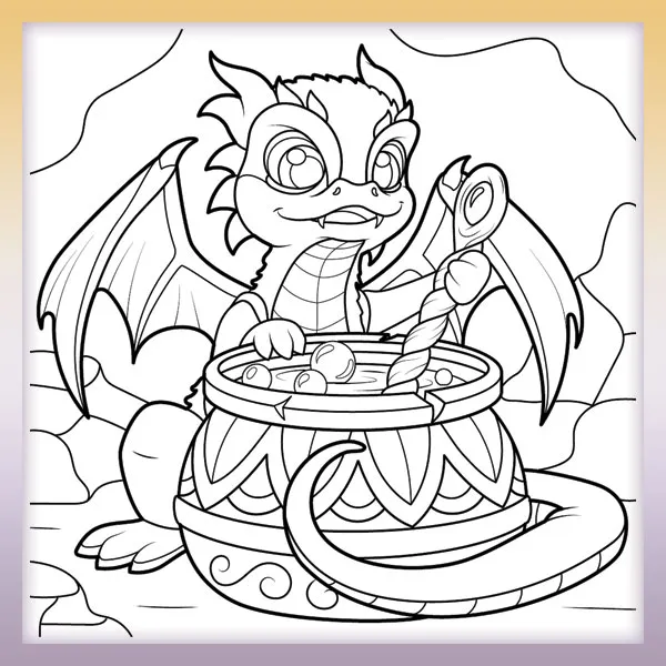 A dragon brewing a potion â