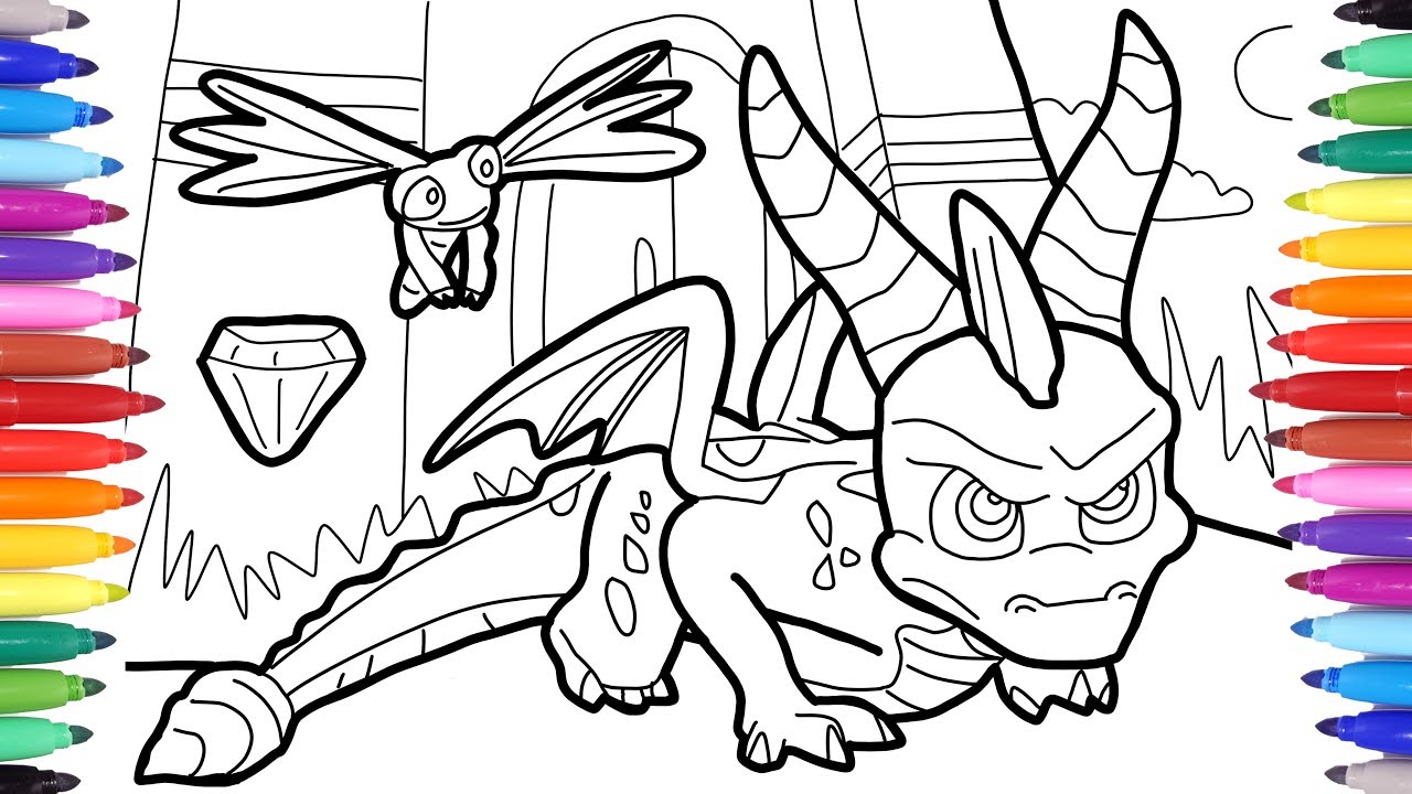 Spyro reignited trilogy coloring pages for kids how to draw spyro the dragon