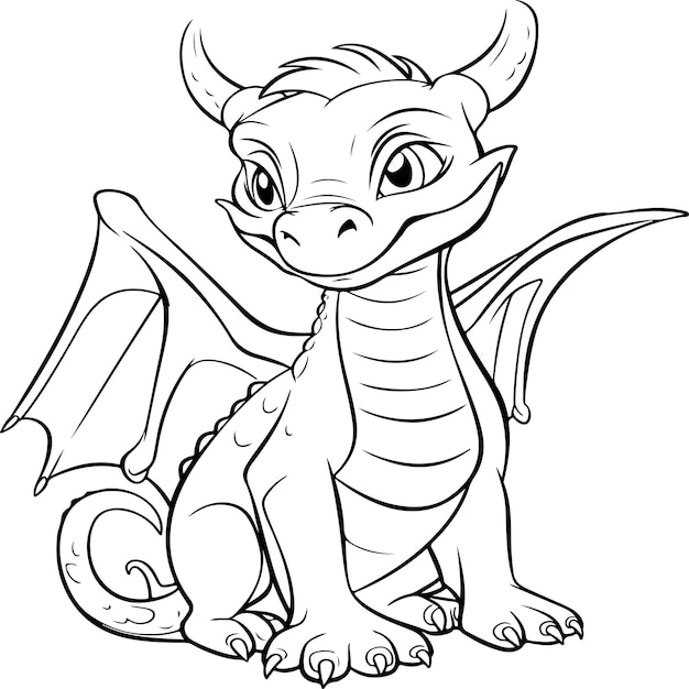 Premium vector simple dragon coloring page for kids