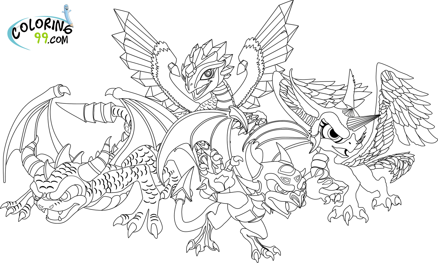 Skylanders dragons coloring pages team colors