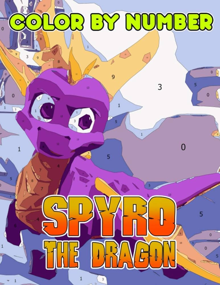 Spyro the dragon color by number spyro the dragon coloring book an adult coloring book for stress