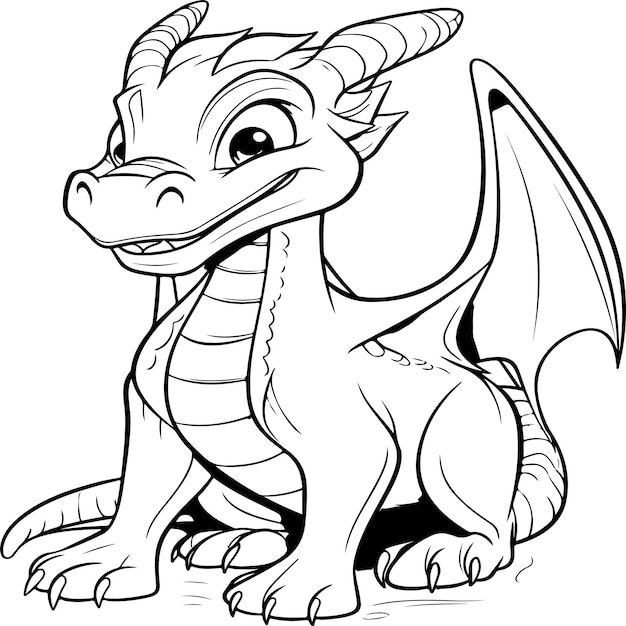 Premium vector simple dragon coloring page for kids