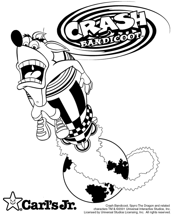 Crash bandicootspyro the dragon carls jrhardees coloring pages carls jr free download borrow and streaming internet