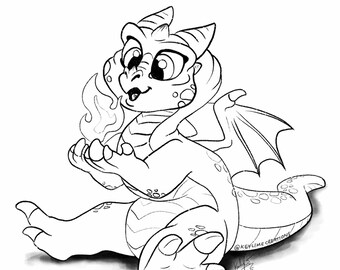 Coloring page red dragon flamekeeper