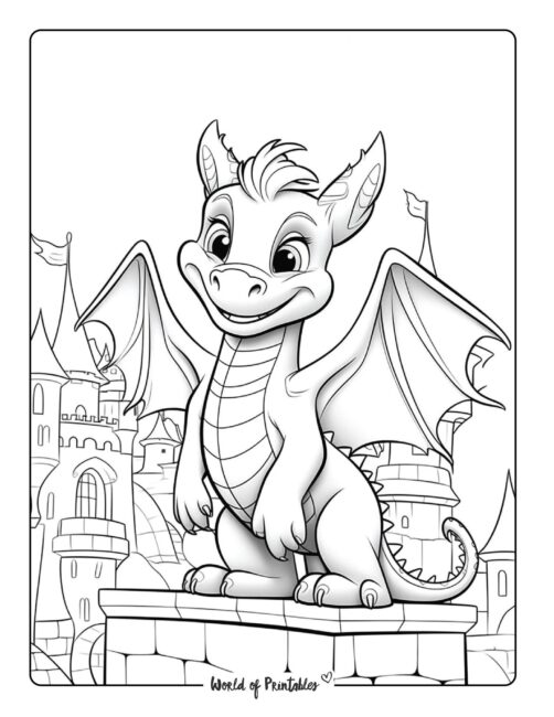 Dragon coloring pages for kids adults