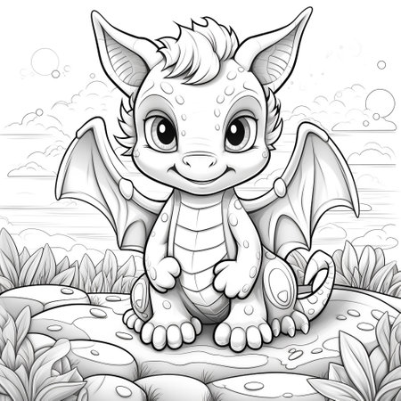 Dragon coloring page stock photos and images