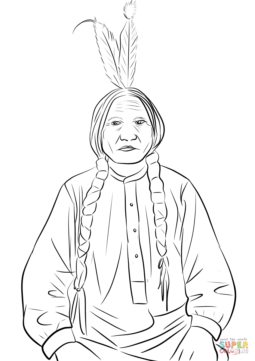 Sitting bull coloring page free printable coloring pages