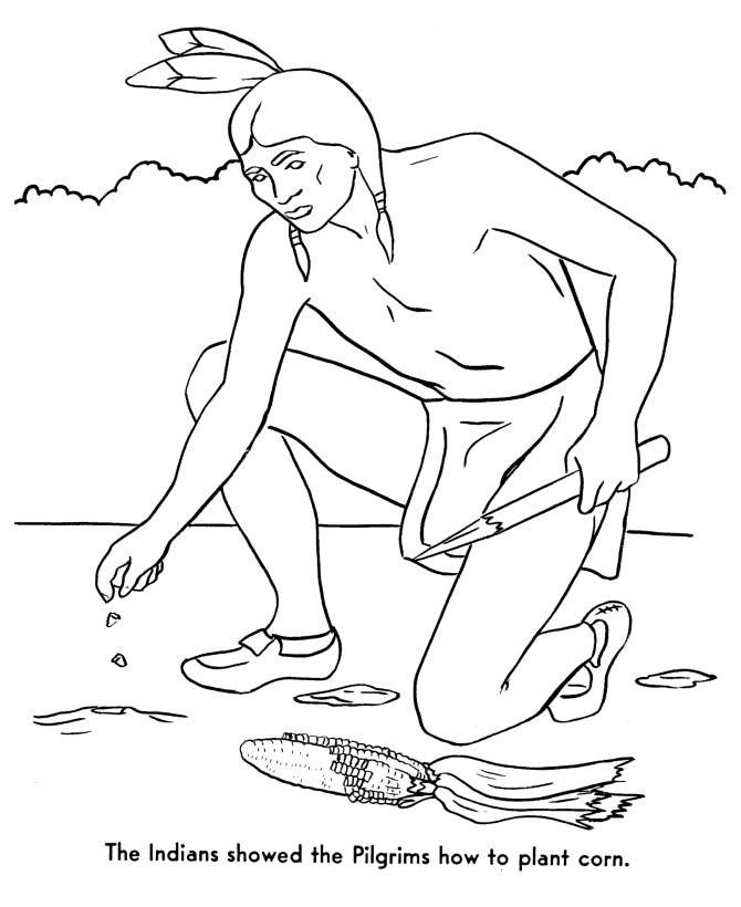 The pilgrims coloring pages squanto taught the pilgrims how to plant corm coloring pages usa