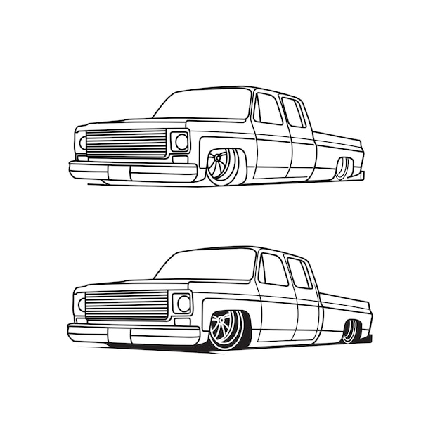 Premium vector pickup truck outline