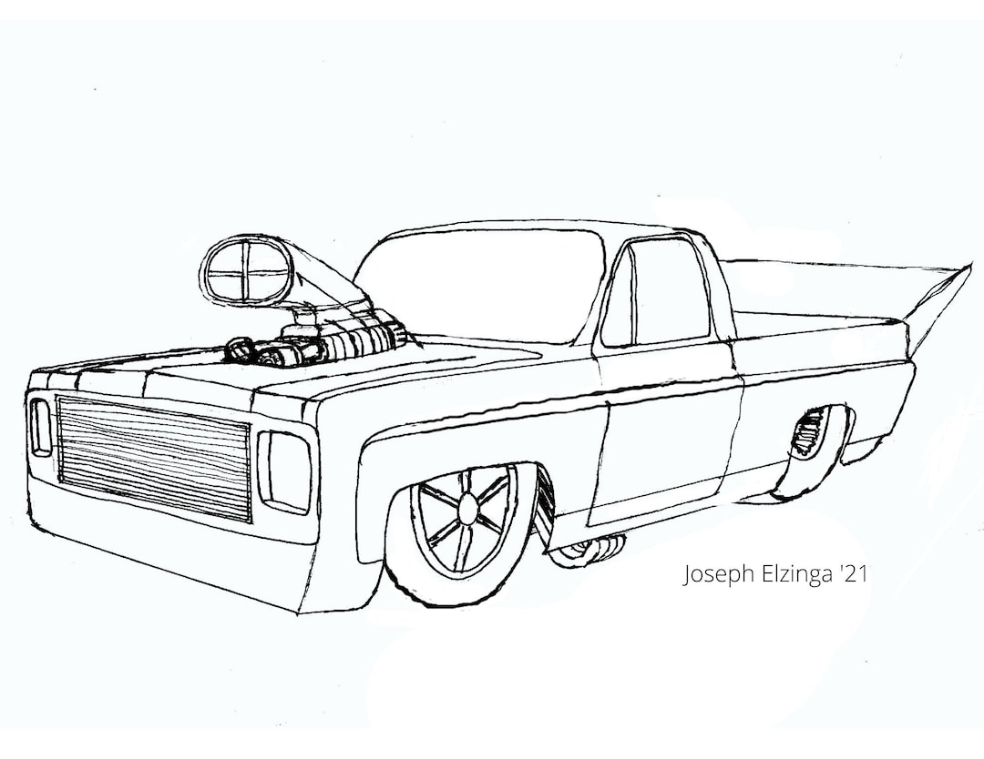 Truck dragster coloring page