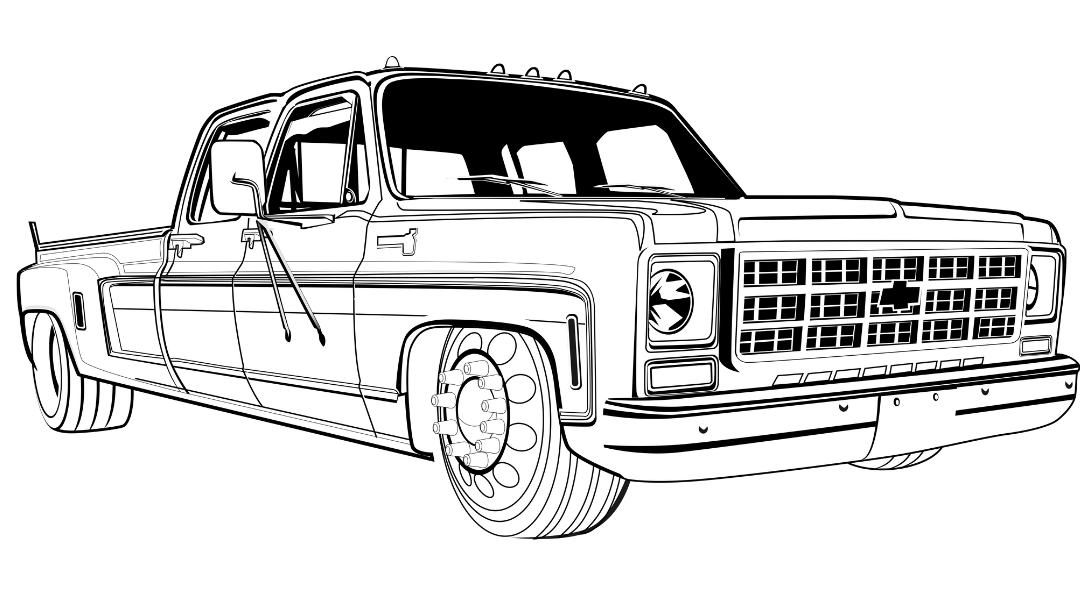 Line art custom drawing style truck drawing â tuner cartoons