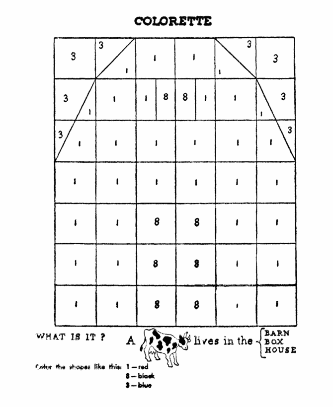 Coloring instructions coloring page learn to color by following the color numbers farm barn coloring page activity sheet