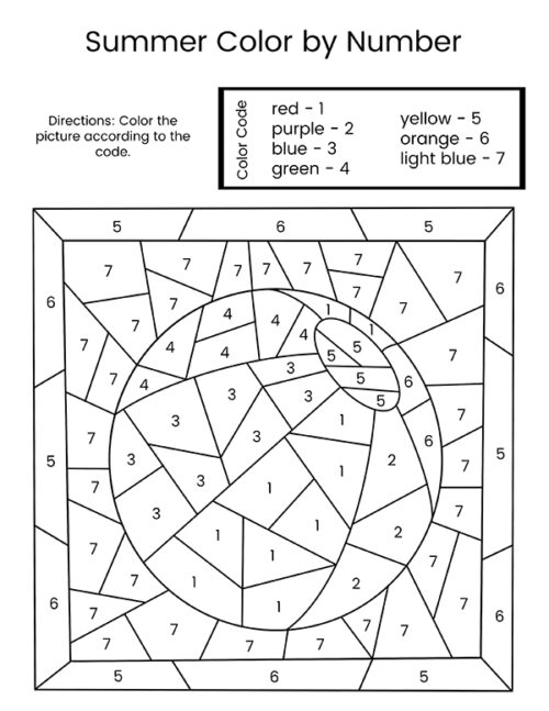 Summer color by number