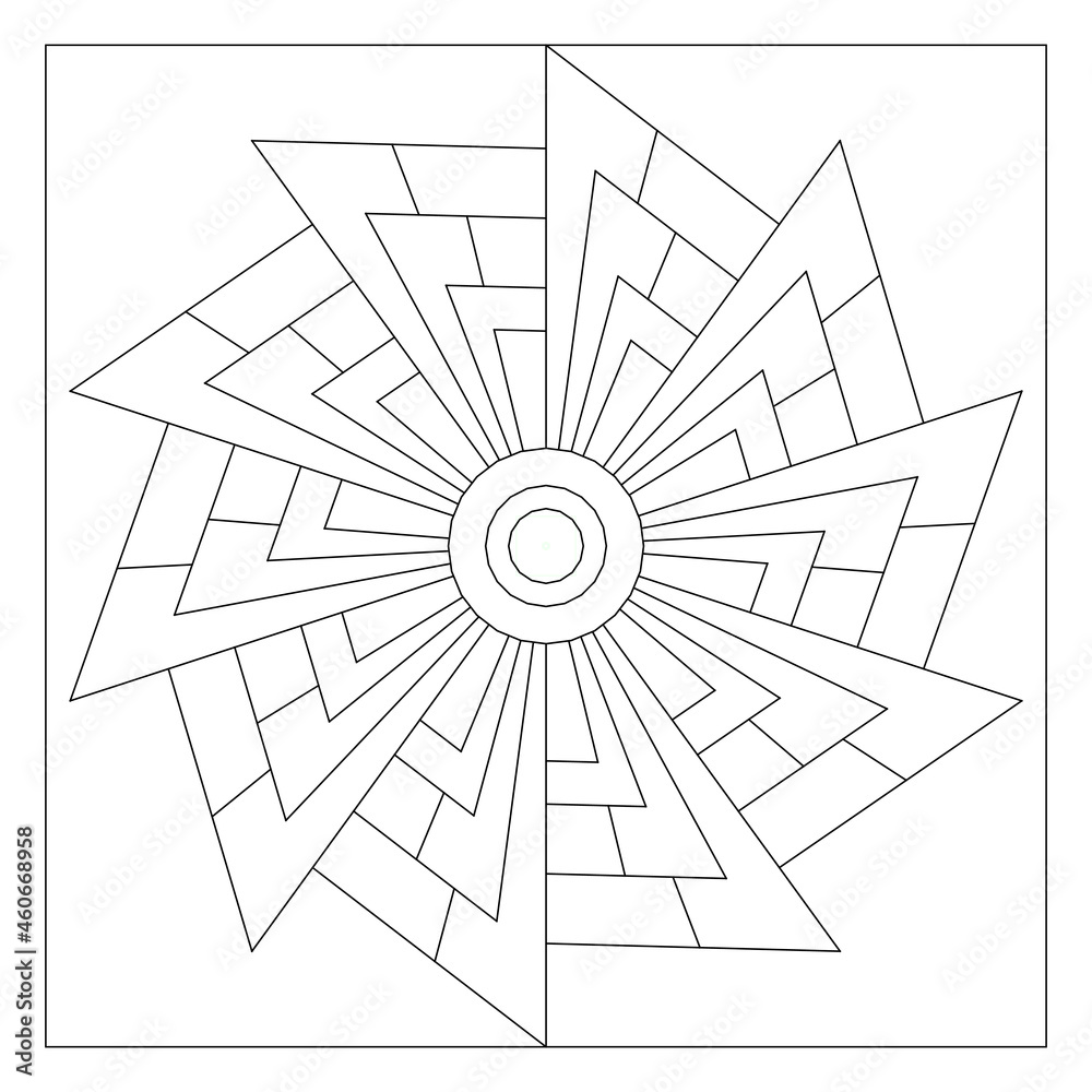 Simple mandala designs to color easy coloring pages for seniors position of fold rotational symmetry of triangular shapes in tile square form tile pattern in eps file vector