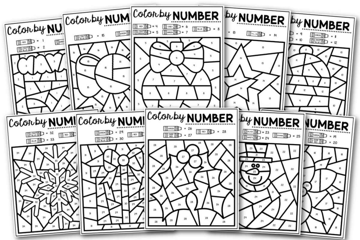 Christmas color by number free printables