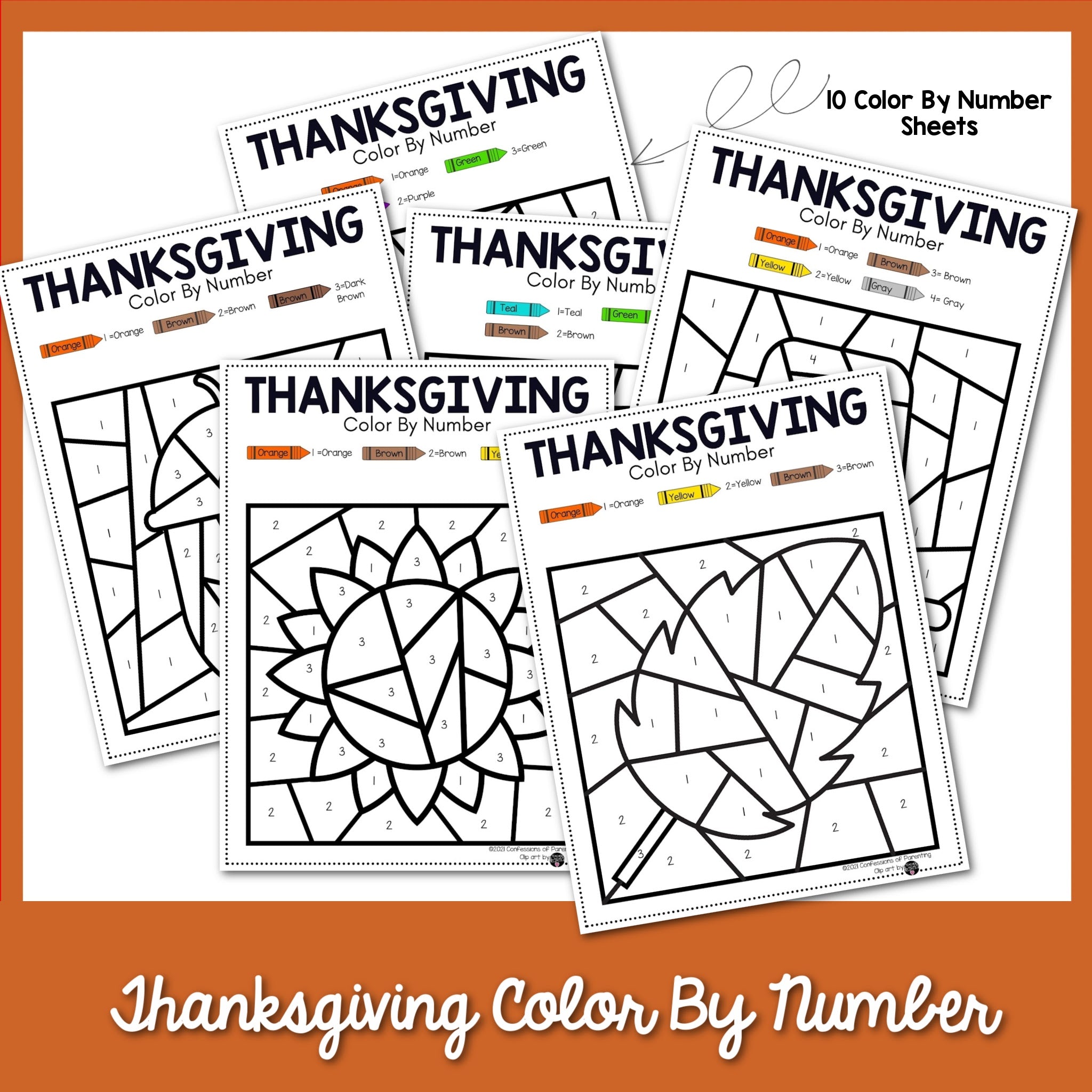 Thanksgiving color by number â