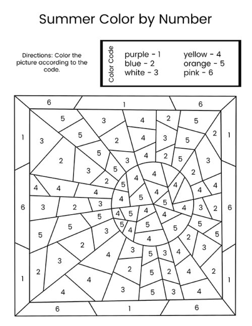 Summer color by number